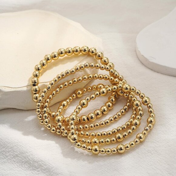 Gold Bracelets Set Women 14K Gold Plated Stackable Dainty Chain Jewelry - Picture 7 of 7